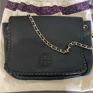 Tory Burch Marion Black Leather Shoulder Bag
